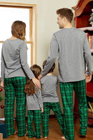 Laden Sie das Bild in den Galerie-Viewer, Grau Grün Karodruck Weihnachten Familie Passendes Pyjama-Set