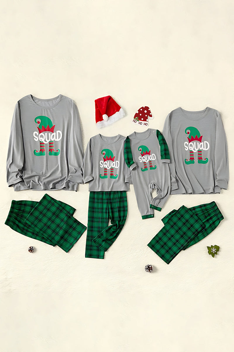 Laden Sie das Bild in den Galerie-Viewer, Grau Grün Karodruck Weihnachten Familie Passendes Pyjama-Set