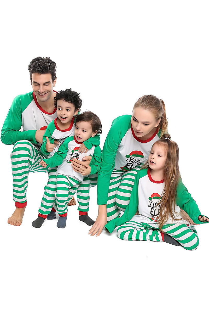 Laden Sie das Bild in den Galerie-Viewer, Grüner Streifendruck Weihnachten Familie Passendes Pyjama-Set