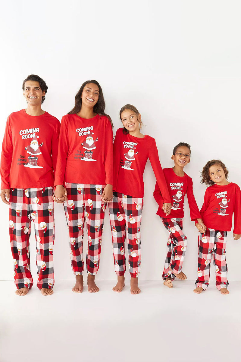 Laden Sie das Bild in den Galerie-Viewer, Rot Kariertes Schneemann-Druck Weihnachten Familie Passendes Pyjama-Set