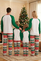 Laden Sie das Bild in den Galerie-Viewer, Familienpyjama-Sets 2-teilige Grüne Rundhals Weihnachtsbaumbedruckung