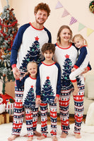 Laden Sie das Bild in den Galerie-Viewer, Familienpyjama-Sets 2-teilige Grüne Rundhals Weihnachtsbaumbedruckung