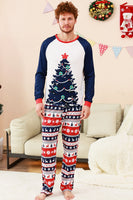 Laden Sie das Bild in den Galerie-Viewer, Familienpyjama-Sets 2-teilige Grüne Rundhals Weihnachtsbaumbedruckung