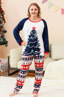Laden Sie das Bild in den Galerie-Viewer, Familienpyjama-Sets 2-teilige Grüne Rundhals Weihnachtsbaumbedruckung