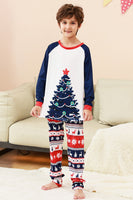 Laden Sie das Bild in den Galerie-Viewer, Familienpyjama-Sets 2-teilige Grüne Rundhals Weihnachtsbaumbedruckung