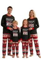 Laden Sie das Bild in den Galerie-Viewer, Schwarzer Roter Snowman Fair Isle Muster Rundhals Familienpyjama-Sets