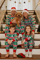 Laden Sie das Bild in den Galerie-Viewer, Green Red Fair Isle Muster Rundhals Familien-Pyjama-Sets mit langen Ärmeln