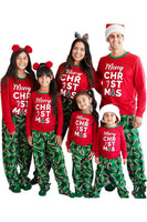 Laden Sie das Bild in den Galerie-Viewer, Grün-rotes Weihnachtsbedrucktes Passendes Familienpyjama-Set