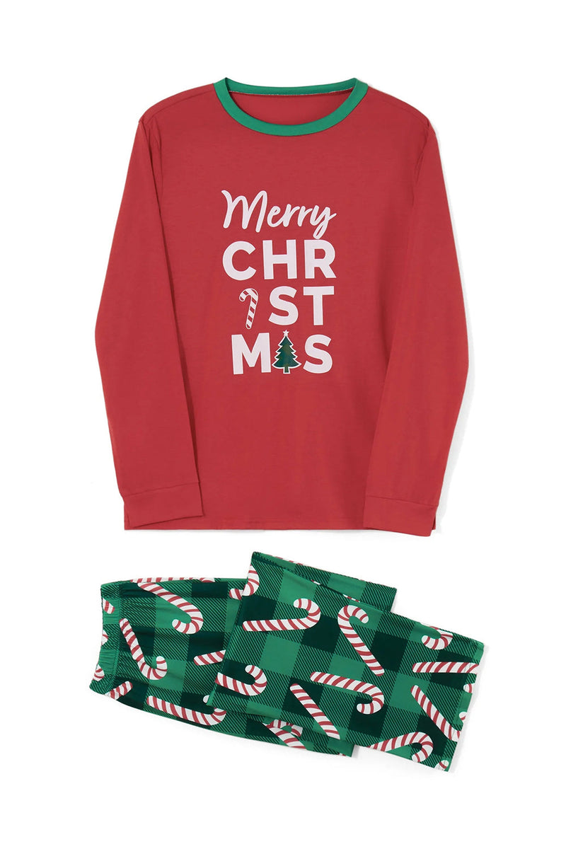 Laden Sie das Bild in den Galerie-Viewer, Grün-rotes Weihnachtsbedrucktes Passendes Familienpyjama-Set