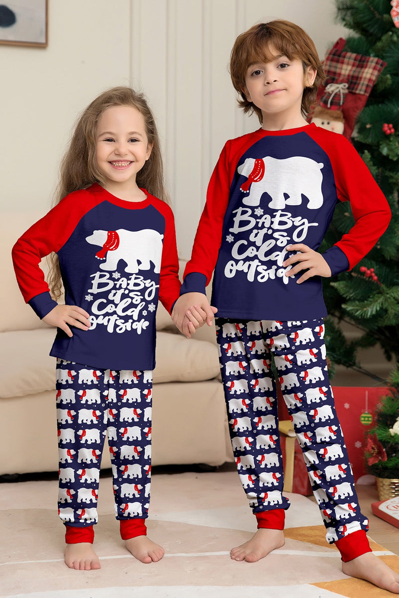 Laden Sie das Bild in den Galerie-Viewer, Marineblaues Langärmeliges Familien Rundhals Pyjama-Sets