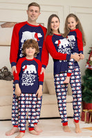 Laden Sie das Bild in den Galerie-Viewer, Marineblaues Langärmeliges Familien Rundhals Pyjama-Sets