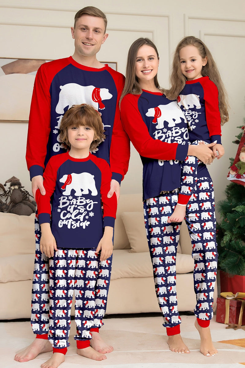 Laden Sie das Bild in den Galerie-Viewer, Marineblaues Langärmeliges Familien Rundhals Pyjama-Sets