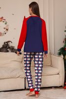 Laden Sie das Bild in den Galerie-Viewer, Marineblaues Langärmeliges Familien Rundhals Pyjama-Sets