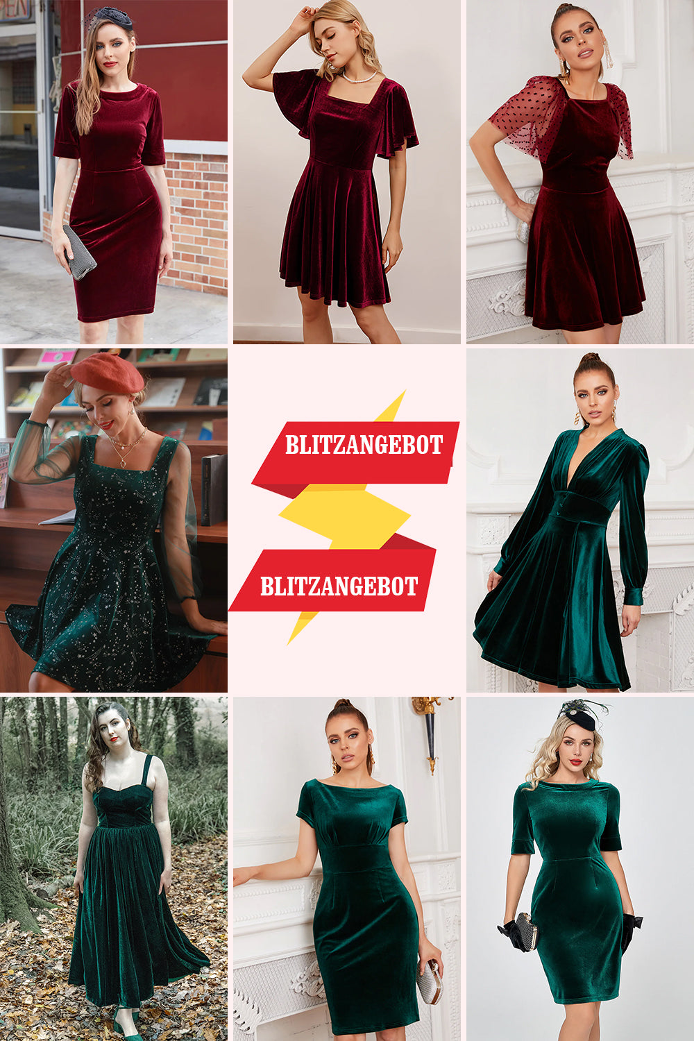 Blitzangebot Samt Cocktail Partykleid (1 Stück – zufälliger Stil und Farbe)