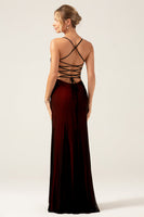 Laden Sie das Bild in den Galerie-Viewer, Etui Schwarzes rotes Brautjungfernkleid mit Schnürung