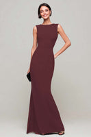 Laden Sie das Bild in den Galerie-Viewer, Schwarzes Langes Etui Ballkleid mit Schlüsselloch und Bateau-Ausschnitt