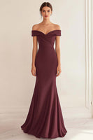 Laden Sie das Bild in den Galerie-Viewer, Schulterfreies Meerjungfrauen Ballkleid mit Rüschen in Marineblau