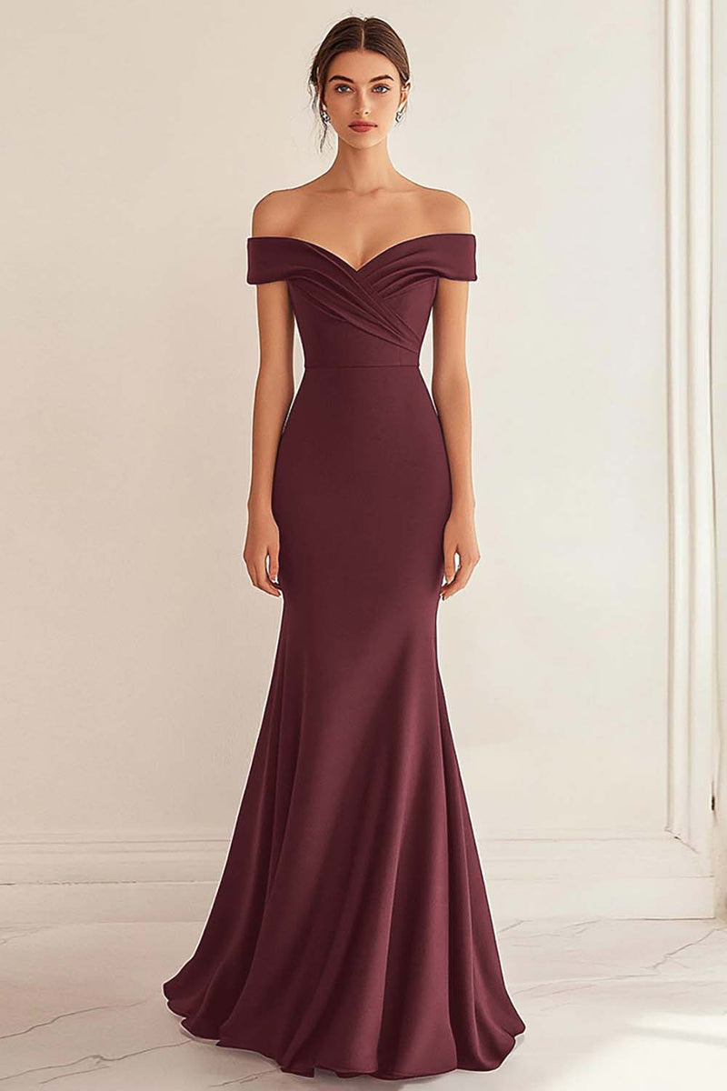 Laden Sie das Bild in den Galerie-Viewer, Schulterfreies Meerjungfrauen Ballkleid mit Rüschen in Marineblau