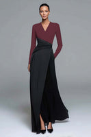 Laden Sie das Bild in den Galerie-Viewer, Schwarz-weißes Formelles Kleid in A-Linie mit V-Ausschnitt