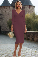 Laden Sie das Bild in den Galerie-Viewer, Weißes Etui Langarm Midi Standesamtkleid