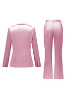 Laden Sie das Bild in den Galerie-Viewer, Grau Rosa Peak Revers Satin Slim Fit Damen Anzüge