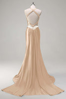 Laden Sie das Bild in den Galerie-Viewer, Glitzerndes Dunkelgrünes Meerjungfrauen Neckholder Pailletten Ballkleid