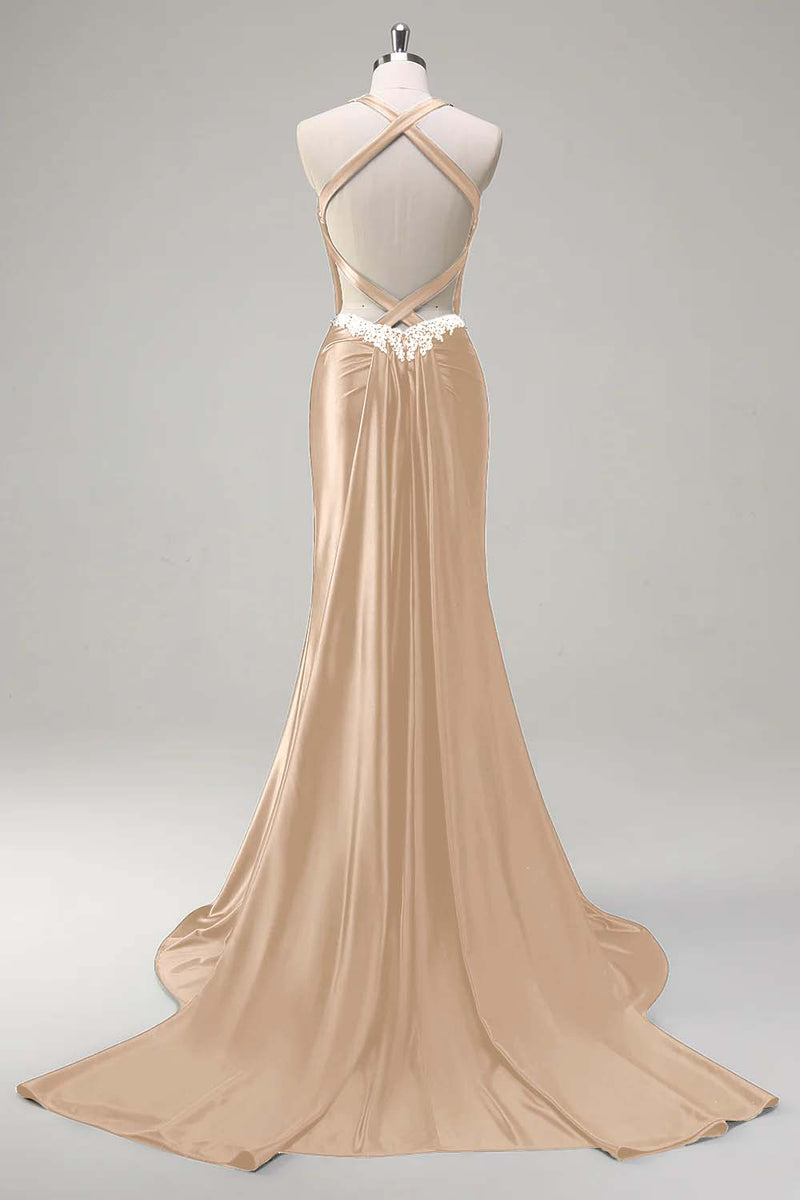 Laden Sie das Bild in den Galerie-Viewer, Glitzerndes Dunkelgrünes Meerjungfrauen Neckholder Pailletten Ballkleid