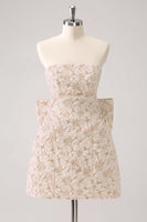 Laden Sie das Bild in den Galerie-Viewer, Fuchsia A Linie Blumen trägerloses kurzes Abiballkleid mit Schleife