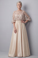 Laden Sie das Bild in den Galerie-Viewer, Blush 3/4 Ärmel appliquiert A-Linie Brautmutterkleid