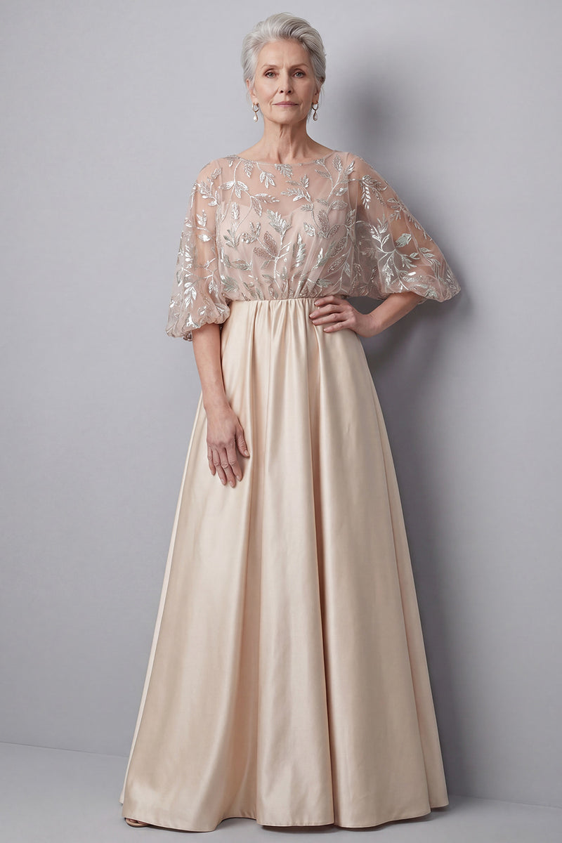 Laden Sie das Bild in den Galerie-Viewer, Blush 3/4 Ärmel appliquiert A-Linie Brautmutterkleid