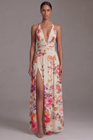 Laden Sie das Bild in den Galerie-Viewer, Schwarzes Halter Muster A-Linie Blumenkleid