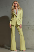 Laden Sie das Bild in den Galerie-Viewer, Glitzernde Weiße 2-teilige Schal Revers Frauen Anzüge mit Ärmeln