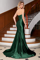 Laden Sie das Bild in den Galerie-Viewer, Funkelndes Mermaid Fuchsia Korsett Ballkleid mit Schlitz