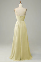 Laden Sie das Bild in den Galerie-Viewer, Spaghettiträger Ärmelloses Eukalyptus Brautjungfernkleid