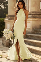 Laden Sie das Bild in den Galerie-Viewer, Halfter Dusty Sage Meerjungfrau Rüschen Chiffon Brautjungfernkleid