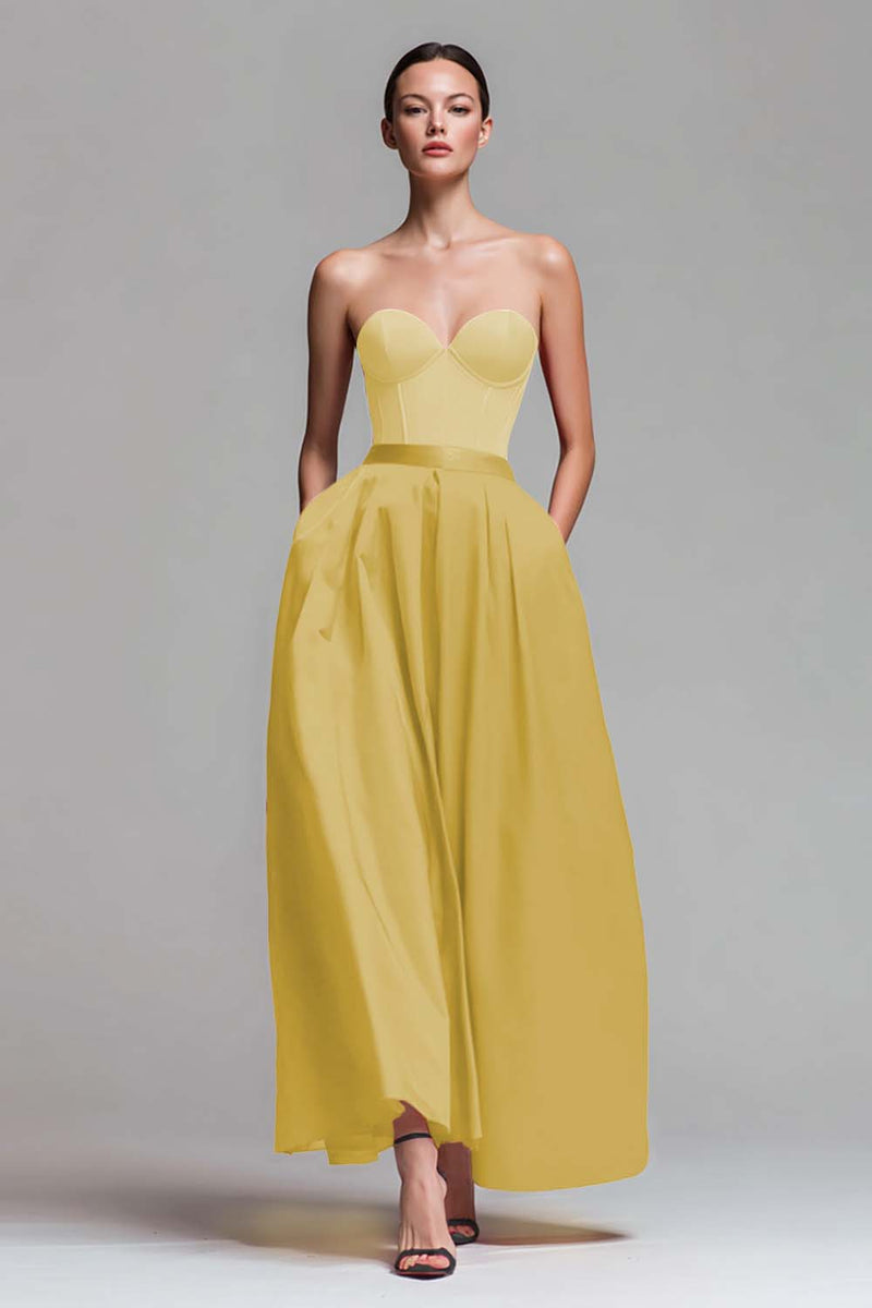 Laden Sie das Bild in den Galerie-Viewer, A-Linie Trägerloses Rotes und Fuchsia Korsett Abendkleid