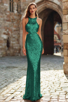 Glitzerndes Burgunderrotes Meerjungfrauen Cut-Out Partykleid