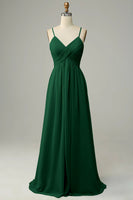 Laden Sie das Bild in den Galerie-Viewer, Spaghettiträger Ärmelloses Staubiges Salbei Brautjungfernkleid