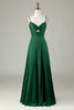 Laden Sie das Bild in den Galerie-Viewer, Spaghettiträger Schlüsselloch A Linie Grünes Brautjungfernkleid mit Schlitz