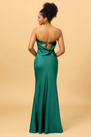 Laden Sie das Bild in den Galerie-Viewer, Graublaues Satin Meerjungfrau Brautjungfernkleid