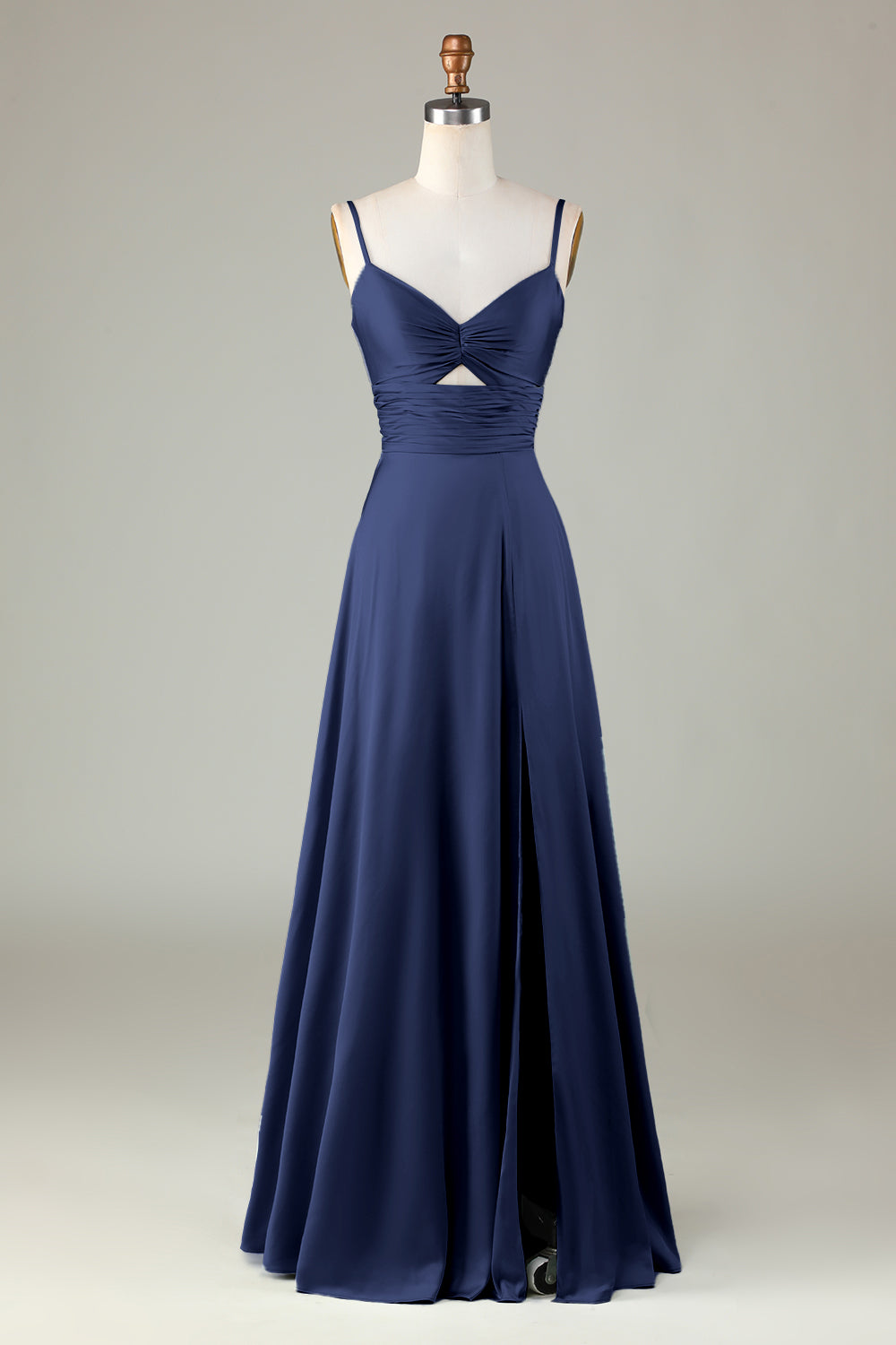 Rosa Schlüsselloch A-Linie Satin Brautjungfernkleid mit Schlitz