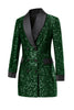 Laden Sie das Bild in den Galerie-Viewer, Glitzernder burgunderroter Bodycon Maxi Damenblazer