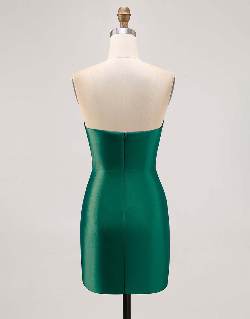 Laden Sie das Bild in den Galerie-Viewer, Fuchsia Trägerloses Perlenbesetztes Figurbetontes Abiballkleid mit Schlitz