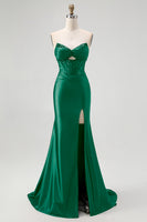 Laden Sie das Bild in den Galerie-Viewer, Trägerloses Pailletten Schwarzes Korsett Meerjungfrau Ballkleid