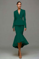 Laden Sie das Bild in den Galerie-Viewer, Meerjungfrau Elfenbein Peak Revers Midi Arbeitskleid