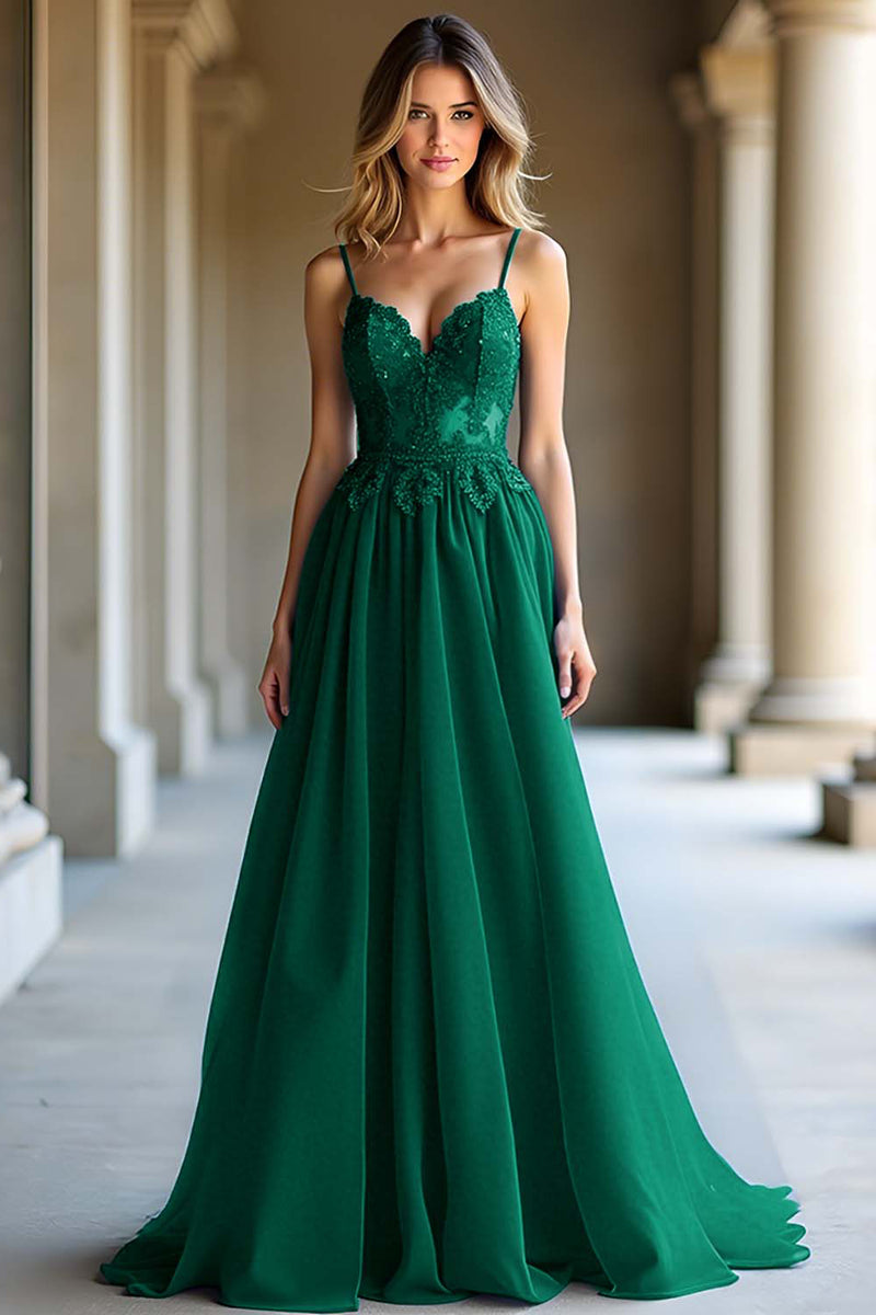 Laden Sie das Bild in den Galerie-Viewer, A Linie Dunkelblaues Spaghettiträger Herzförmiges Langes Ballkleid