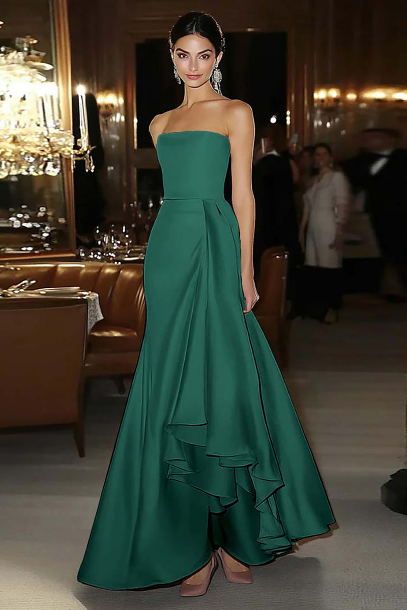 Laden Sie das Bild in den Galerie-Viewer, Etui Rosa Satin Trägerloses Galakleid