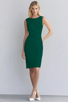 Laden Sie das Bild in den Galerie-Viewer, Elfenbein Bodycon Kurzes Ärmelloses Arbeitskleid aus Satin