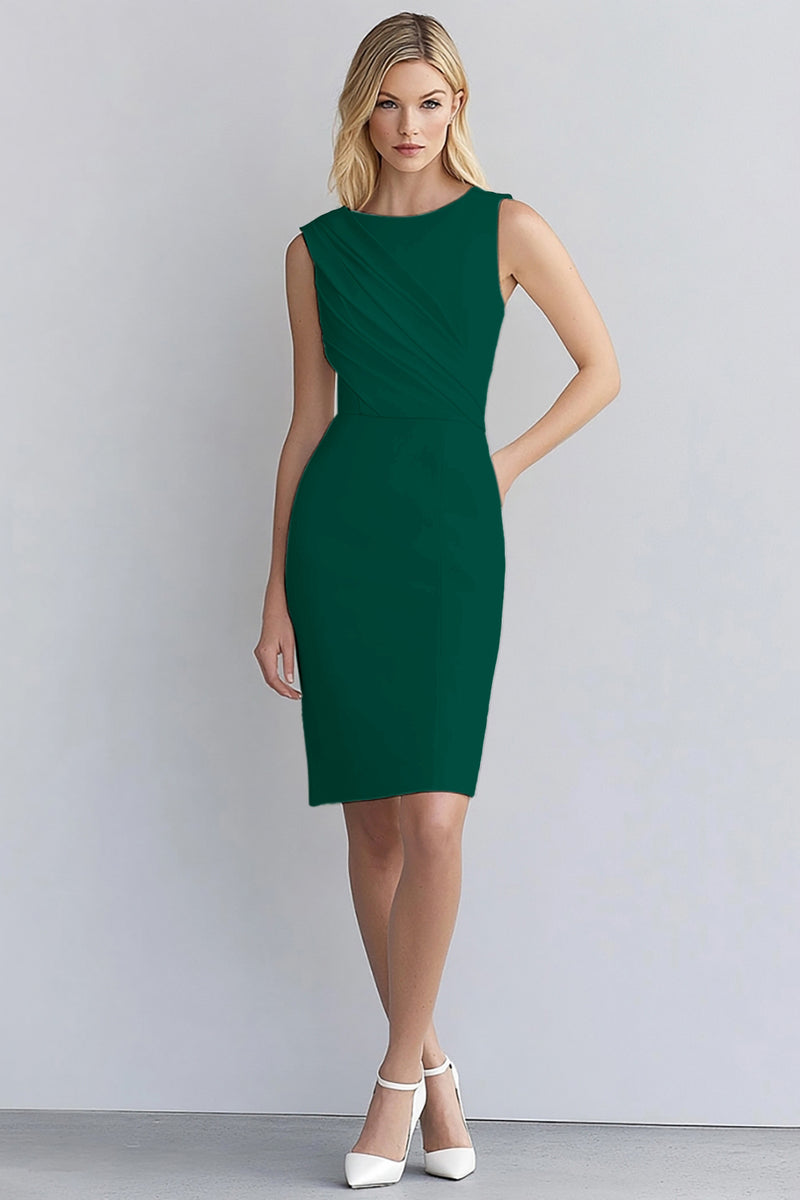 Laden Sie das Bild in den Galerie-Viewer, Elfenbein Bodycon Kurzes Ärmelloses Arbeitskleid aus Satin