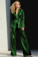 Laden Sie das Bild in den Galerie-Viewer, Glitzernde Silberne 2-teilige Pailletten mit gekerbtem Revers Frauen Ballanzüge